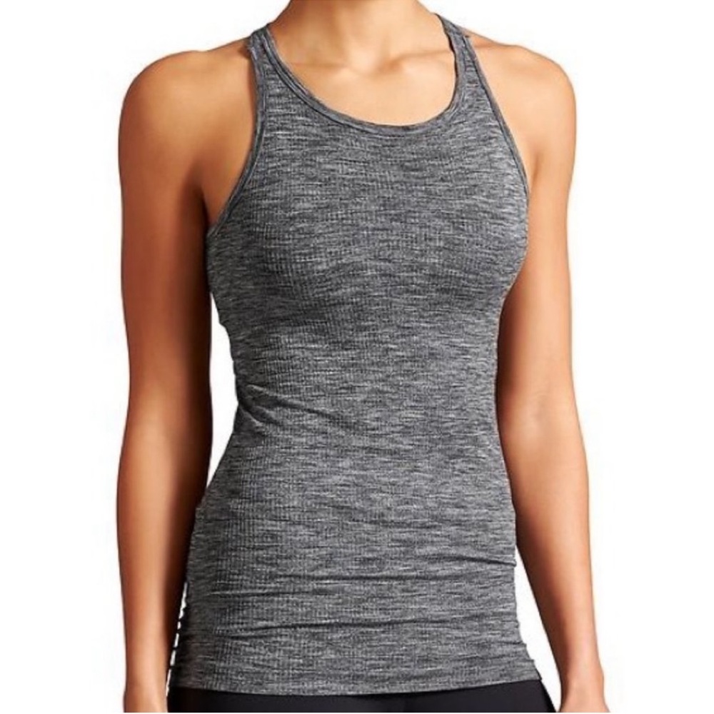 Athleta Renew Racerback Ribbed Tank Sz Small Charcoal Heather Gray